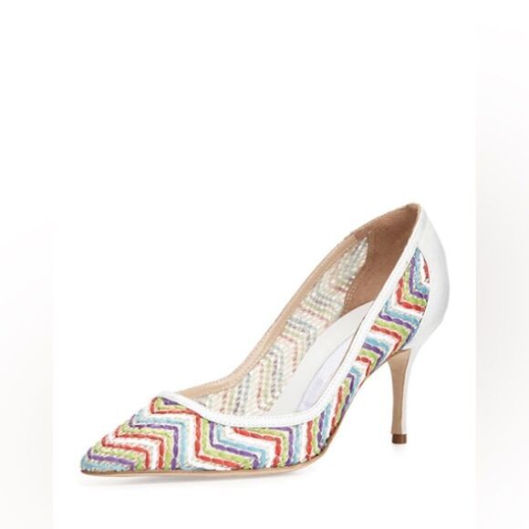 Manolo Blahnik Arina Leather Rainbow Zigzag Pump, size 9.5 - Picture 4 of 4